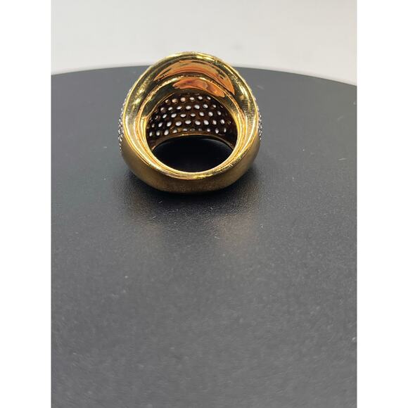 Designer Sterling Silver Vermeil Cubic Zirconia Cocktail Dome Ring Sz 6.5 - Picture 15 of 15